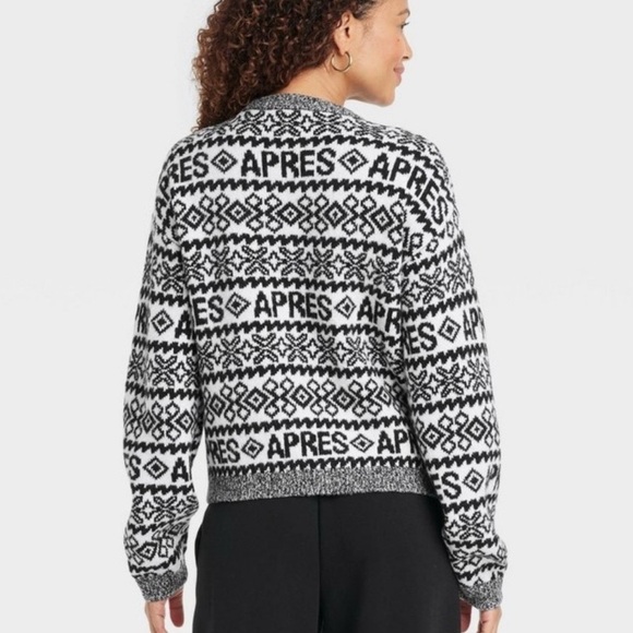 Target Crewneck Sweater A New Day Black and White Fair Isle Apres Size XXL NWT - Picture 4 of 11